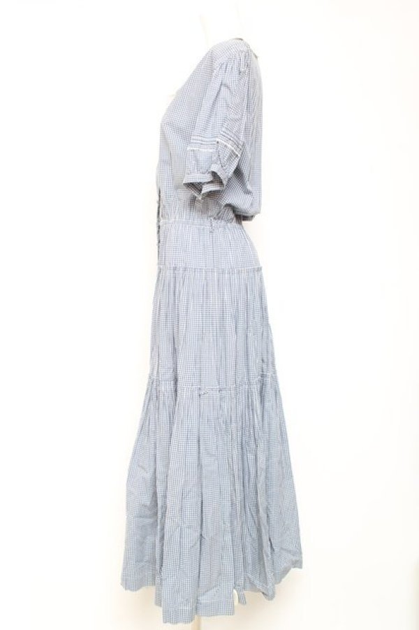 画像2: KANEKO ISAO / ギンガムワンピース  ブルー Y-26-01-27-024-EL-OP-SZ-ZY (2)