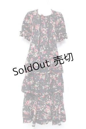 画像: PINK HOUSE / いちごブーケフリルワンピース F 黒 Y-26-01-27-025-LO-OP-SZ-ZY