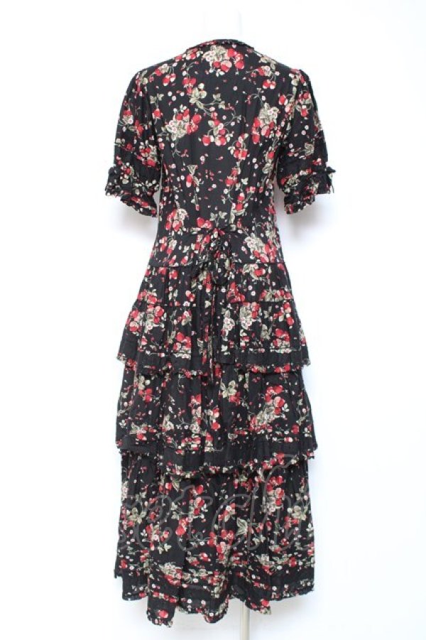 画像3: PINK HOUSE / いちごブーケフリルワンピース F 黒 Y-26-01-27-025-LO-OP-SZ-ZY (3)