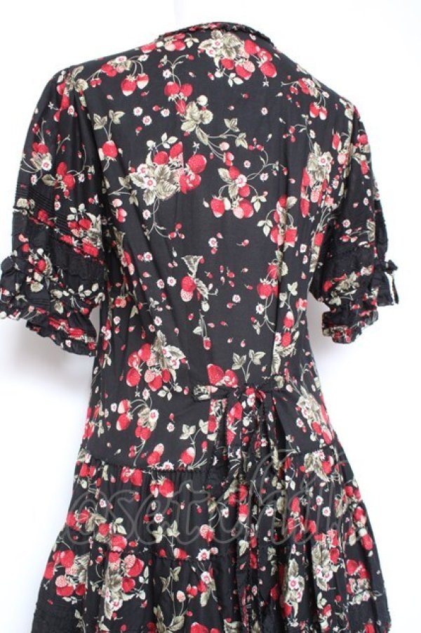画像4: PINK HOUSE / いちごブーケフリルワンピース F 黒 Y-26-01-27-025-LO-OP-SZ-ZY (4)