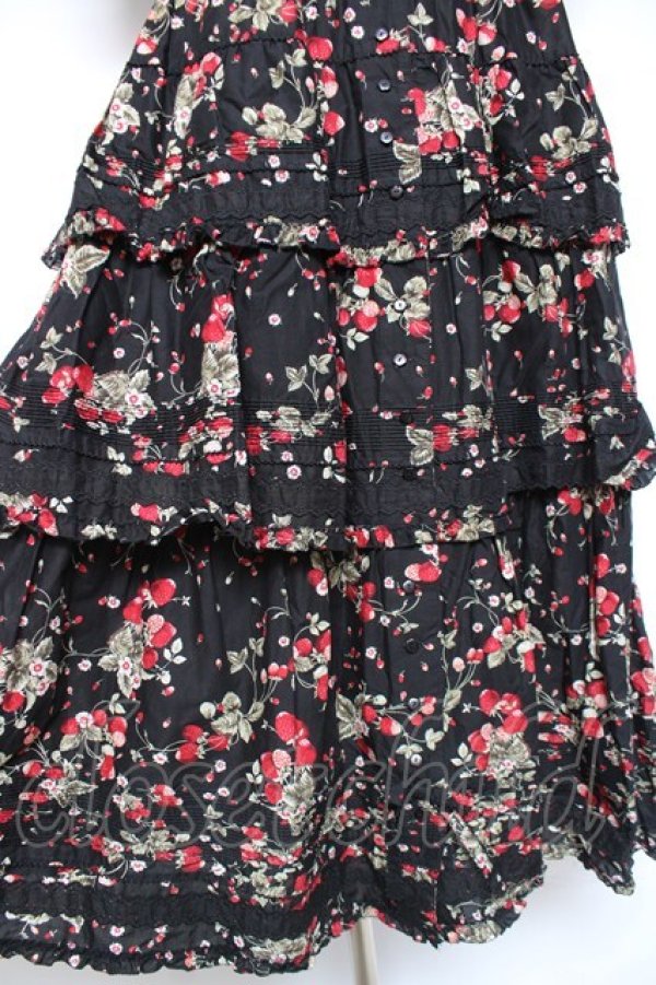画像8: PINK HOUSE / いちごブーケフリルワンピース F 黒 Y-26-01-27-025-LO-OP-SZ-ZY (8)