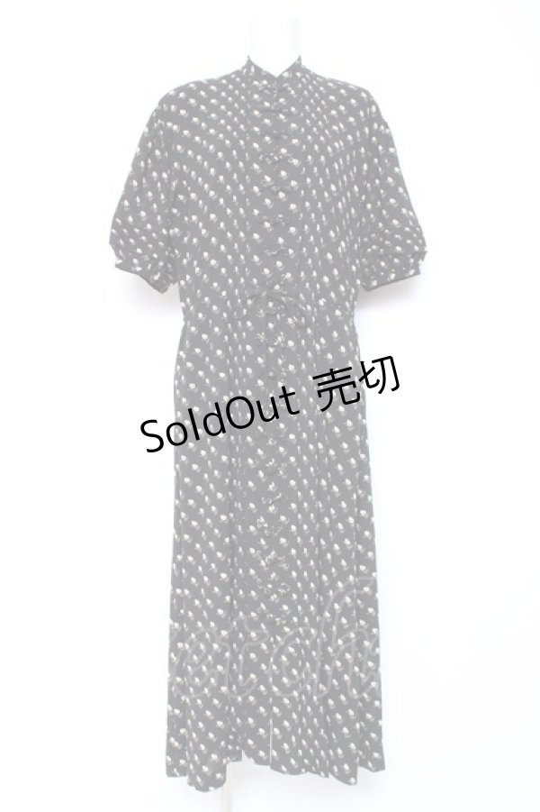 画像1: KANEKO ISAO / チャイナカラーワンピース  ブラック Y-26-01-27-026-EL-OP-SA-ZY (1)