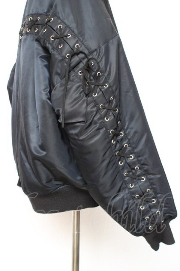 画像4: CIVARIZE / レースアップビッグシルエットMA-1ジャケット 44 ブラック Y-26-01-27-028-GO-CO-YM-ZY (4)