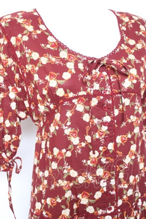 画像5: PINK HOUSE /ハートチェーンフラワーフリルワンピース F ボルドー Y-26-01-27-003-LO-OP-SZ-ZY (5)