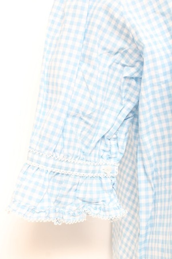 画像4: PINK HOUSE / はしごレース&サテンリボン使いローンブラウス F サックス Y-26-01-27-031-LO-BL-SZ-ZY (4)