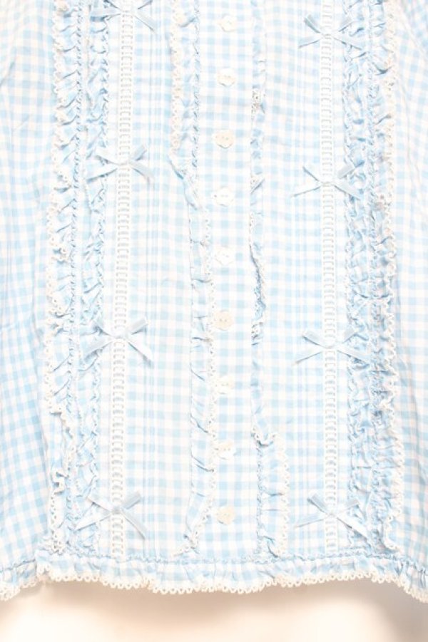 画像6: PINK HOUSE / はしごレース&サテンリボン使いローンブラウス F サックス Y-26-01-27-031-LO-BL-SZ-ZY (6)