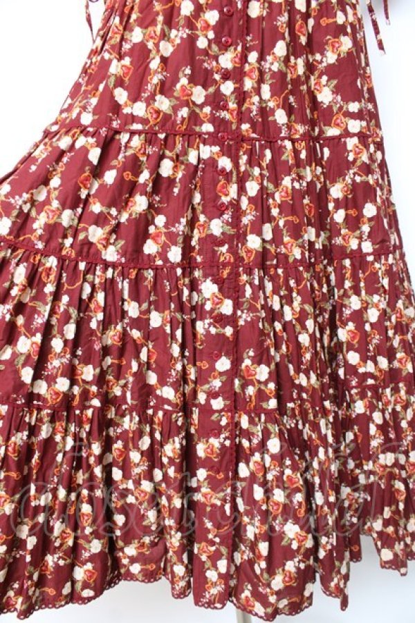 画像6: PINK HOUSE /ハートチェーンフラワーフリルワンピース F ボルドー Y-26-01-27-003-LO-OP-SZ-ZY (6)