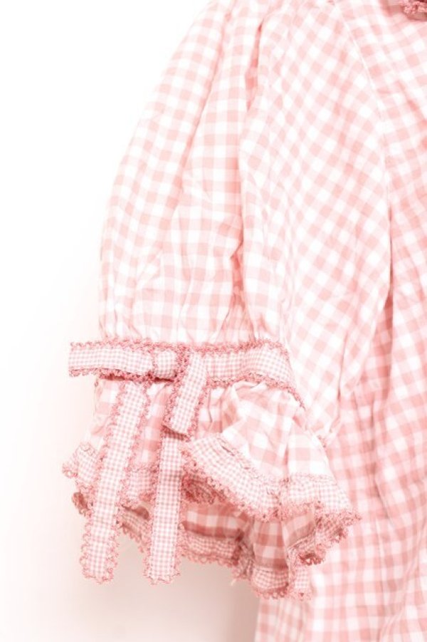 画像5: PINK HOUSE / ギンガムチェックパッチワークフリルブラウス F ピンク Y-26-01-27-032-LO-BL-SZ-ZY (5)