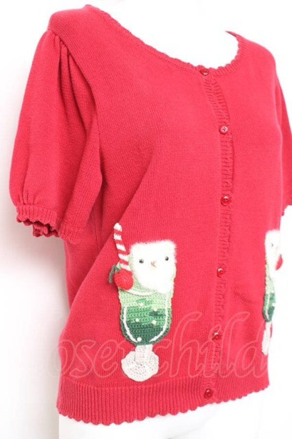 画像4: PINK HOUSE / クリームソーダモチーフニットカーディガン  赤 Y-26-01-27-033-LO-TO-SZ-ZY (4)
