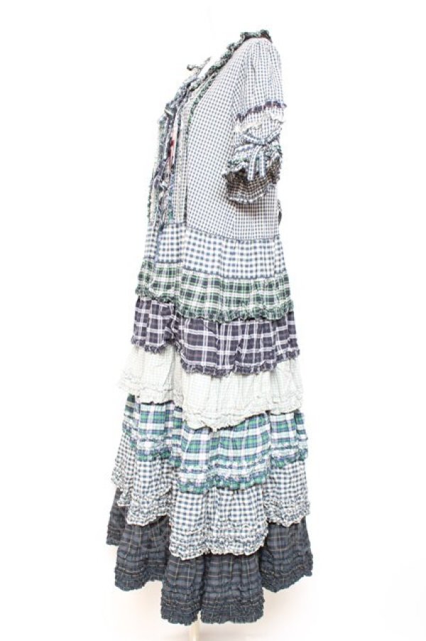 画像2: PINK HOUSE / ギンガムティアードワンピース  グリーン Y-26-01-27-035-LO-OP-SZ-ZY (2)