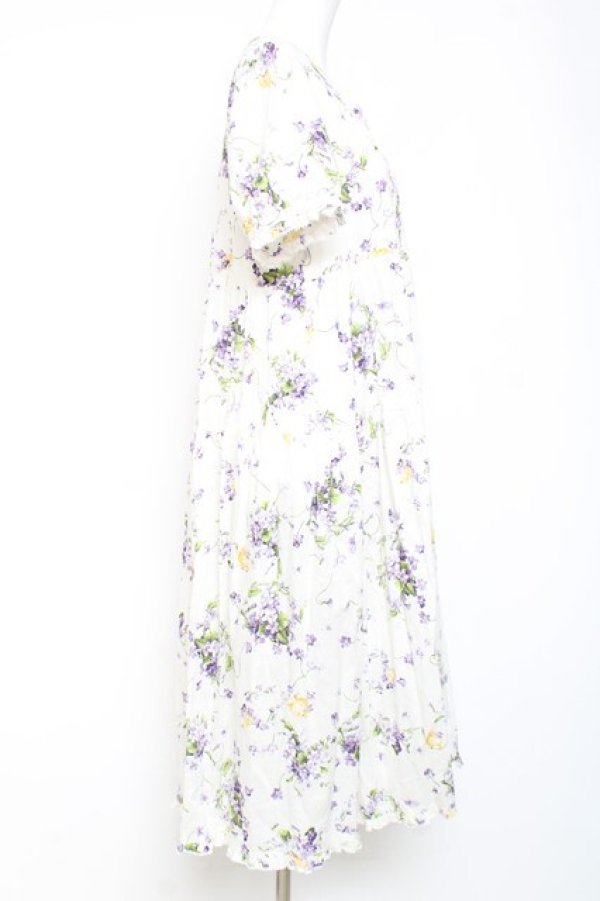 画像2: PINK HOUSE / リトルヴァイオレットプリントミディワンピース F 白 Y-26-01-27-036-LO-OP-SZ-ZY (2)