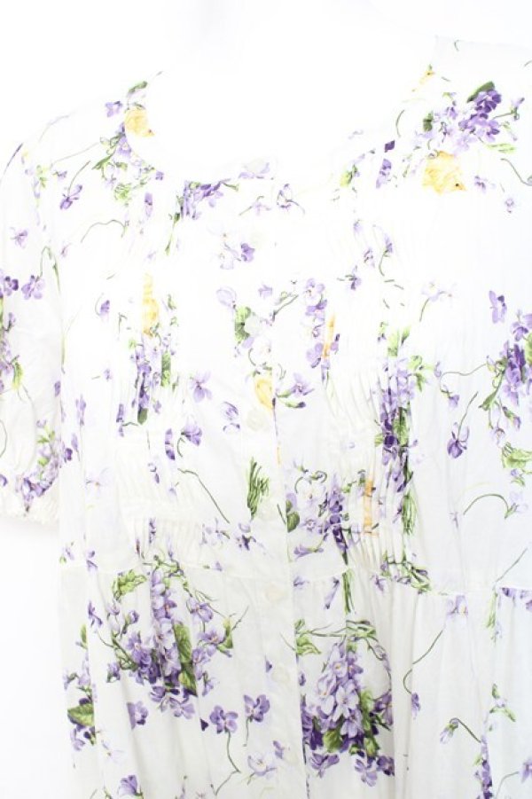 画像5: PINK HOUSE / リトルヴァイオレットプリントミディワンピース F 白 Y-26-01-27-036-LO-OP-SZ-ZY (5)