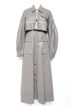 画像: Melt the lady / チェーンレザーライクロングコート F グレー Y-26-01-27-037-PU-CO-SZ-ZY