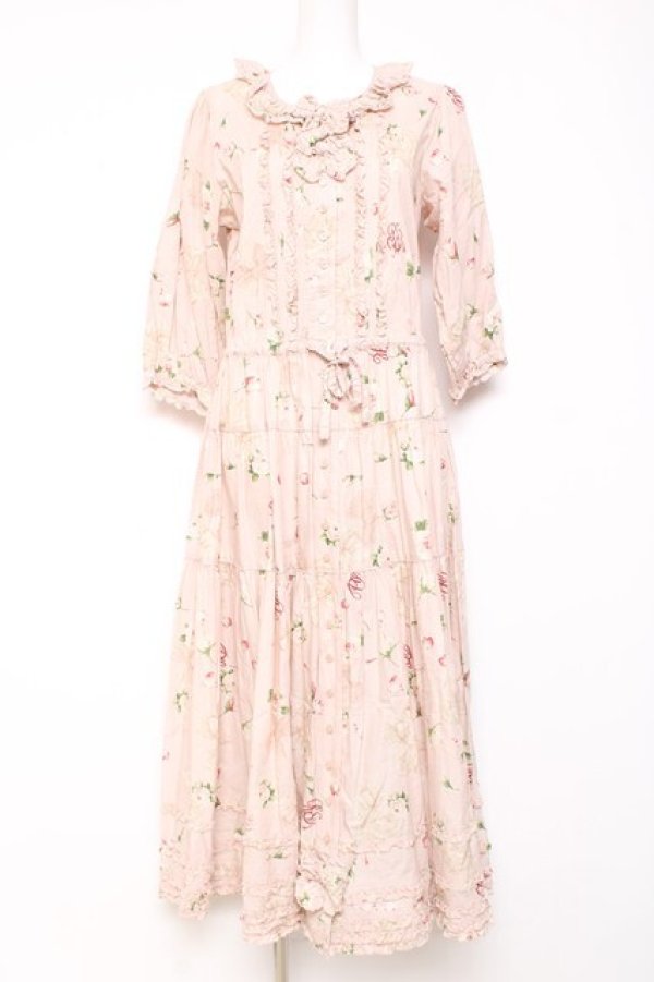 画像1: PINK HOUSE / ロージーローズプリントワンピース  ピンク Y-26-01-27-004-LO-OP-SA-ZY (1)