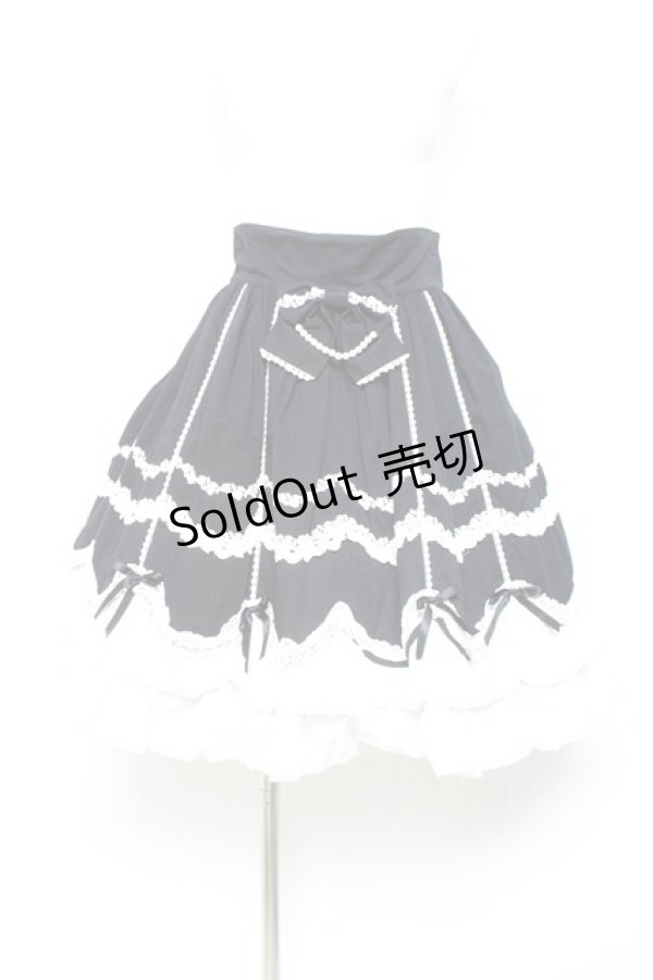 画像1: Angelic Pretty / スカラップドーリィスカート  黒×白 Y-26-01-27-038-AP-SK-SZ-ZI (1)
