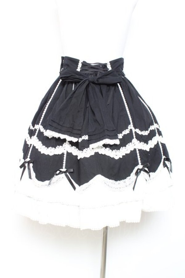画像3: Angelic Pretty / スカラップドーリィスカート  黒×白 Y-26-01-27-038-AP-SK-SZ-ZY (3)