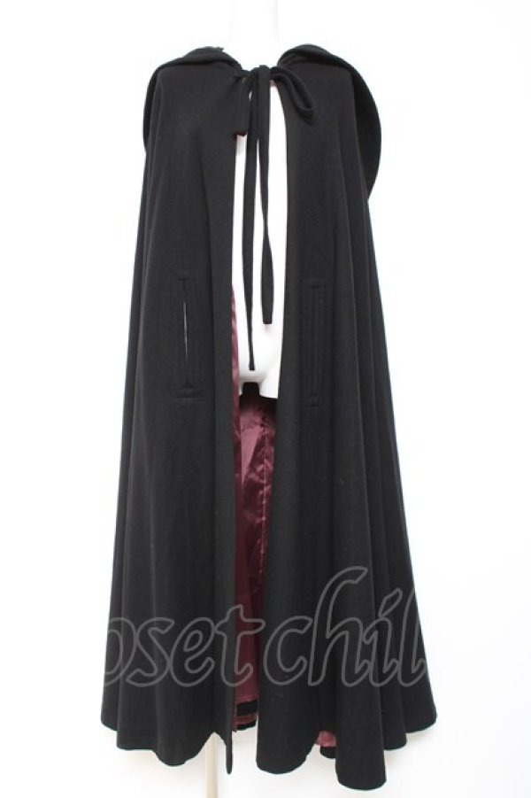 画像1: ATELIER BOZ / フード付きロングマント  ブラック×ワイン Y-26-01-27-042-EL-CO-SZ-ZY (1)