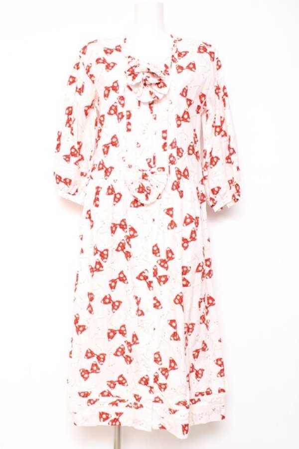 画像1: PINK HOUSE / ひなぎくリボン柄ワンピース F 白 Y-26-01-27-005-LO-OP-SZ-ZY (1)