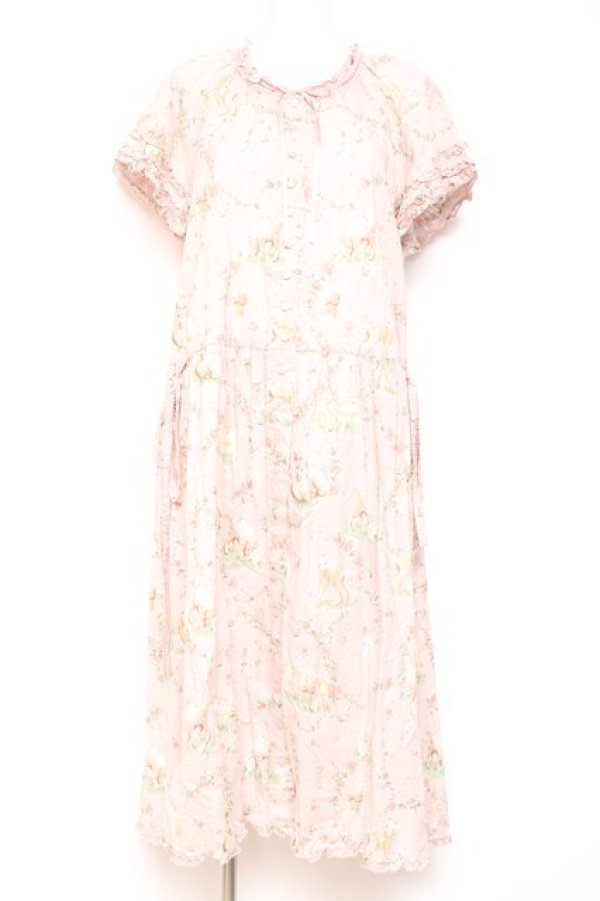 画像1: PINK HOUSE / ひつじプリントミディワンピース  ピンク Y-26-01-27-008-LO-OP-SZ-ZY (1)