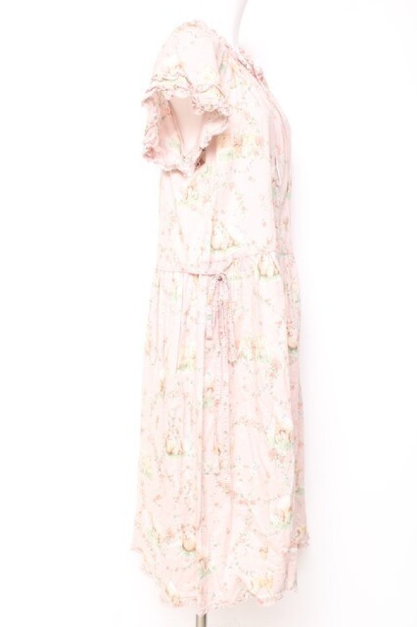 画像2: PINK HOUSE / ひつじプリントミディワンピース  ピンク Y-26-01-27-008-LO-OP-SZ-ZY (2)