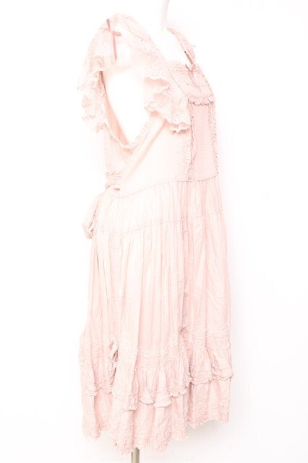 画像2: PINK HOUSE / ローズレース使いローンエプロンドレス  ピンク Y-26-01-27-012-LO-OP-SA-ZY (2)