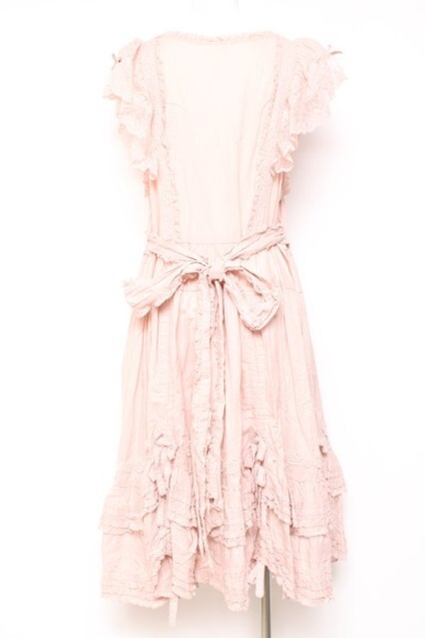 画像3: PINK HOUSE / ローズレース使いローンエプロンドレス  ピンク Y-26-01-27-012-LO-OP-SA-ZY (3)