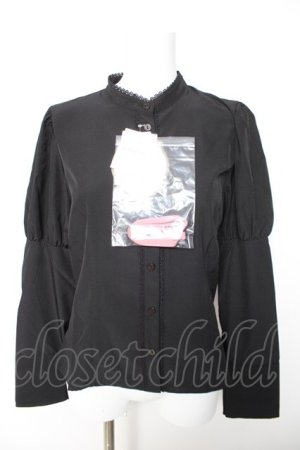 画像: Kurumi Collaboration / KRデシンジゴスリブラウス  黒 Y-26-01-28-039-LO-BL-SZ-ZY