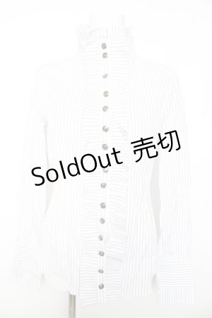 画像: PUTUMAYO / フリルストライプブラウス M 白 Y-26-01-28-041-PT-BL-SZ-ZY