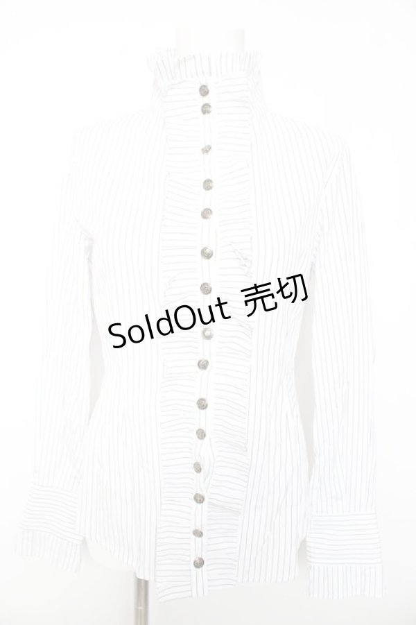 画像1: PUTUMAYO / フリルストライプブラウス M 白 Y-26-01-28-041-PT-BL-SZ-ZY (1)