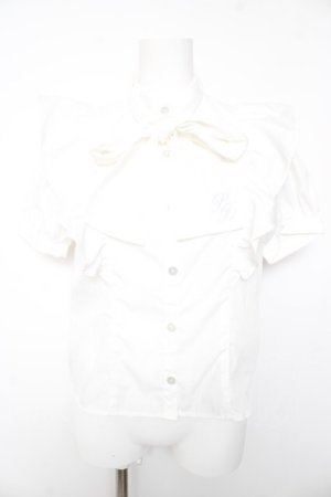 画像: axes femme POETIQUE / ロゴ刺繍ボウタイブラウス M 白 Y-26-01-28-043-AX-BL-SZ-ZY