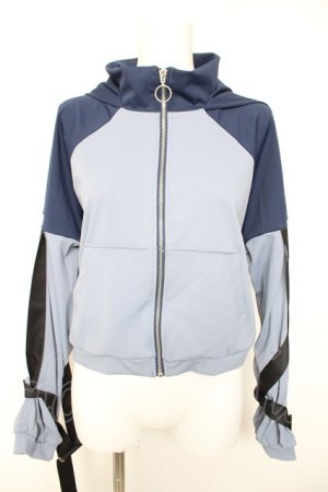 画像: axes femme POETIQUE / ベルト配色デザインパーカー M サックス Y-26-01-28-049-AX-TO-SZ-ZY