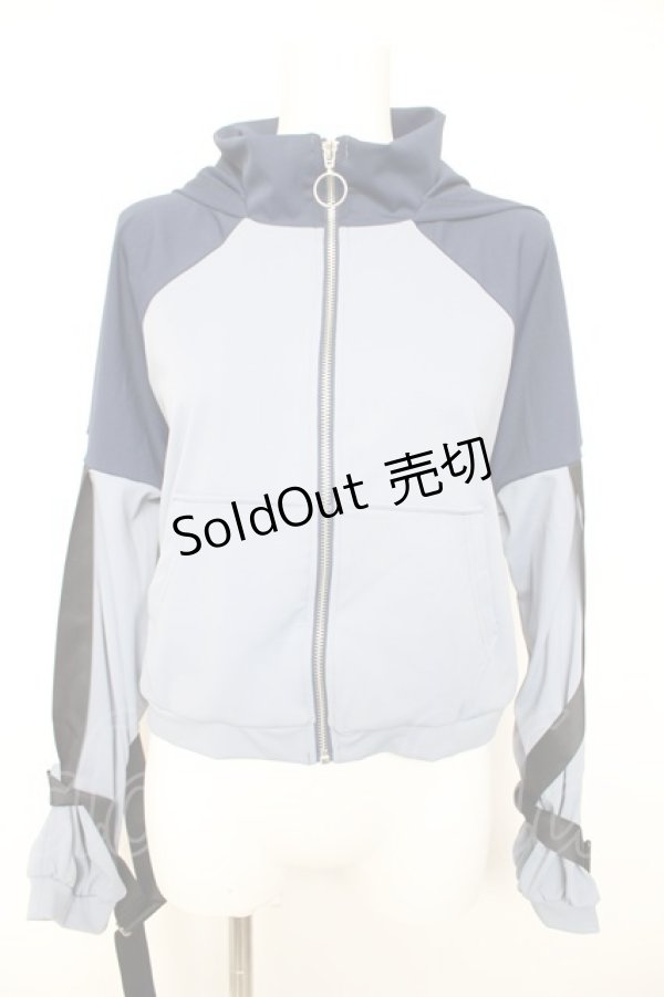 画像1: axes femme POETIQUE / ベルト配色デザインパーカー M サックス Y-26-01-28-049-AX-TO-SZ-ZS (1)