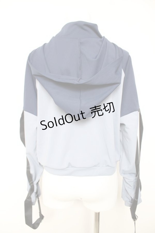 画像2: axes femme POETIQUE / ベルト配色デザインパーカー M サックス Y-26-01-28-049-AX-TO-SZ-ZS (2)