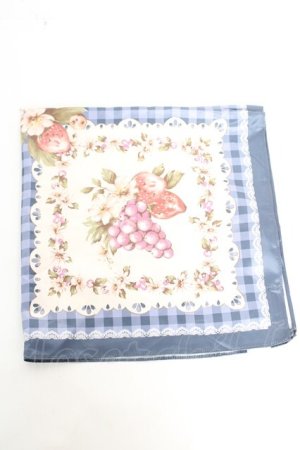 画像: axes femme / ギンガム×フルーツ柄スカーフ  青 Y-26-01-28-008-AX-ZA-SZ-ZY