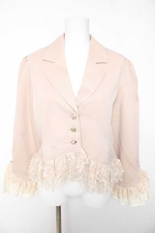 画像1: axes femme / レースフリル編上ジャケット F ベージュ Y-26-01-28-056-AX-JA-SZ-ZY (1)