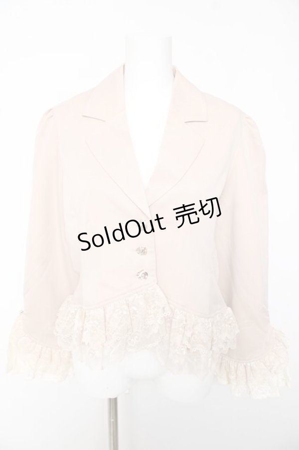 画像1: axes femme / レースフリル編上ジャケット F ベージュ Y-26-01-28-056-AX-JA-SZ-ZI (1)