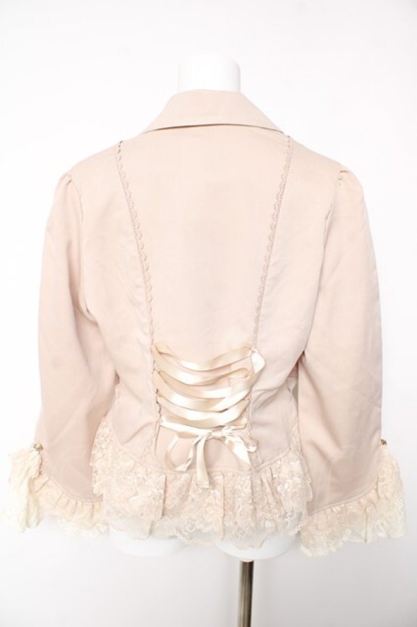 画像2: axes femme / レースフリル編上ジャケット F ベージュ Y-26-01-28-056-AX-JA-SZ-ZY (2)