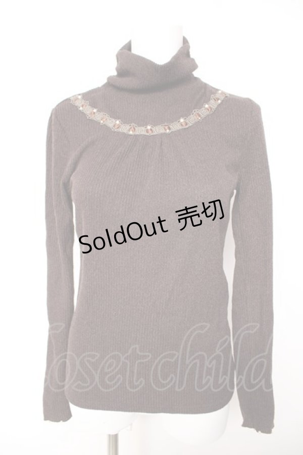 画像1: axes femme / パール使いリブタートル M 茶 Y-26-01-28-057-AX-TO-SZ-ZY (1)