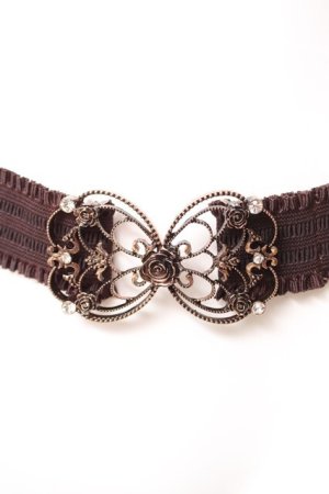 画像: axes femme / 立体バラクラシカルゴムベルト  茶 Y-26-01-28-010-AX-ZA-SZ-ZY