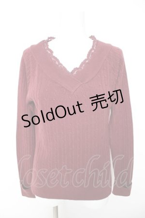 画像: axes femme / レースVネックニットプル M ワイン Y-26-01-28-063-AX-TO-SZ-ZY
