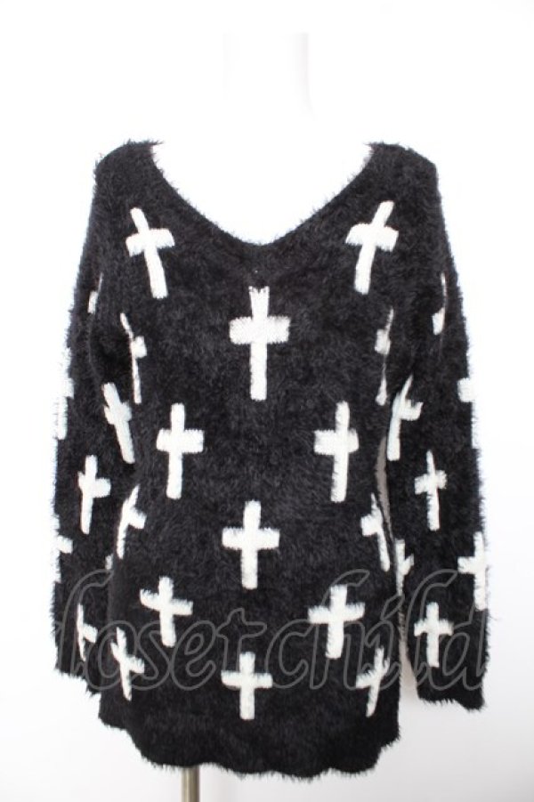 画像1: DigDeep / フェザークロスニット M 黒 Y-26-01-28-081-PU-TO-SZ-ZY (1)