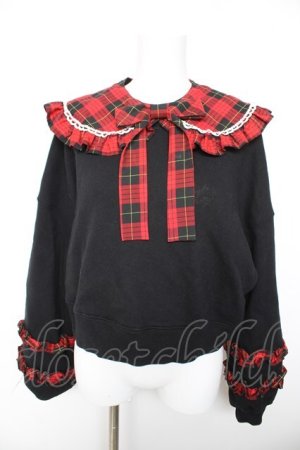 画像: Angelic Pretty / タータンチェックレッスン付け襟プルオーバー  黒×赤 Y-26-01-28-084-AP-TO-SZ-ZY