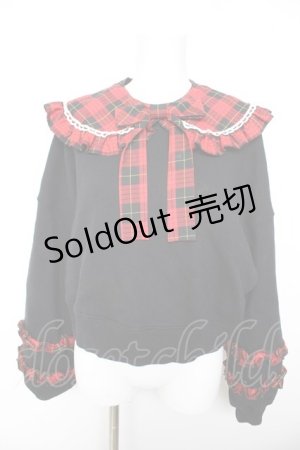 画像: Angelic Pretty / タータンチェックレッスン付け襟プルオーバー  黒×赤 Y-26-01-28-084-AP-TO-SZ-ZY