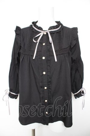 画像: axes femme POETIQUE / フリルボリューム袖ブラウス  黒 Y-26-01-28-085-AX-BL-SZ-ZY