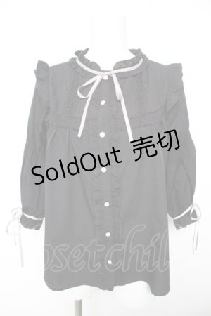 画像: axes femme POETIQUE / フリルボリューム袖ブラウス  黒 Y-26-01-28-085-AX-BL-SZ-ZS