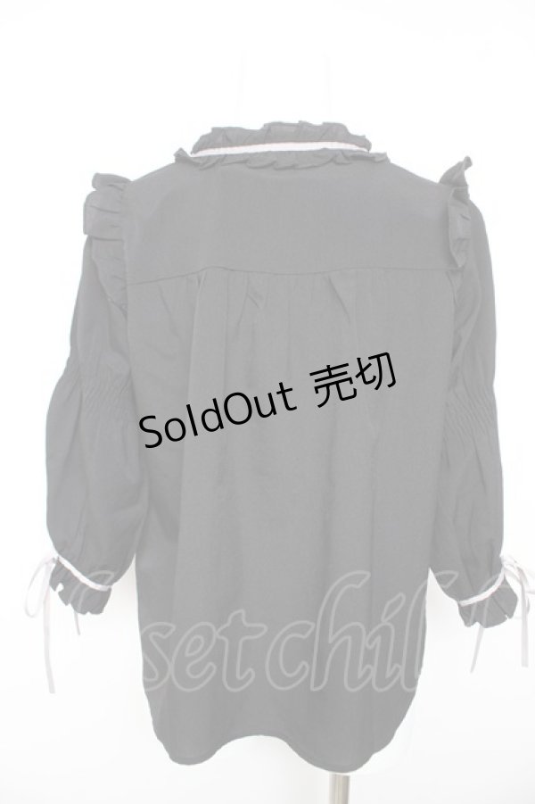 画像2: axes femme POETIQUE / フリルボリューム袖ブラウス  黒 Y-26-01-28-085-AX-BL-SZ-ZS (2)