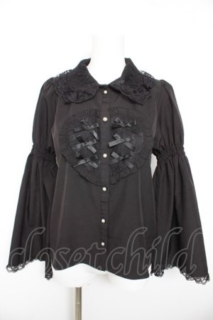 画像: NOEMIE / フロントハートレースブラウス  黒 Y-26-01-28-088-LO-BL-SZ-ZY