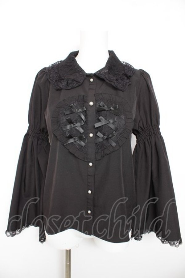 画像1: NOEMIE / フロントハートレースブラウス  黒 Y-26-01-28-088-LO-BL-SZ-ZY (1)