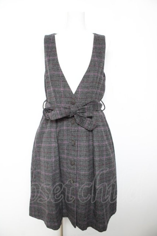 画像1: axes femme / シャギーチェックジャンスカ M クロ Y-26-01-28-096-AX-OP-SZ-ZY (1)