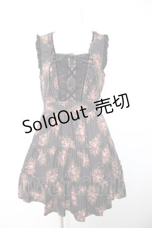 画像: axes femme / ピンスト×花柄ワンピース M クロ Y-26-01-28-099-AX-OP-SZ-ZY